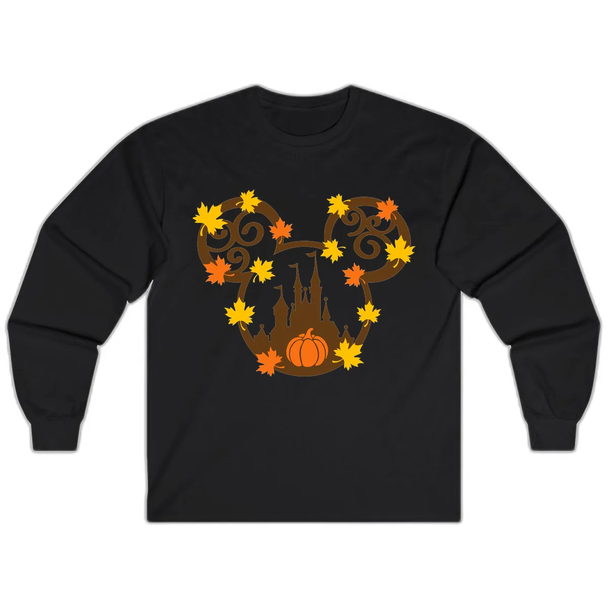 Mickey Autumn Castle Thanksgiving Long Sleeve in Black