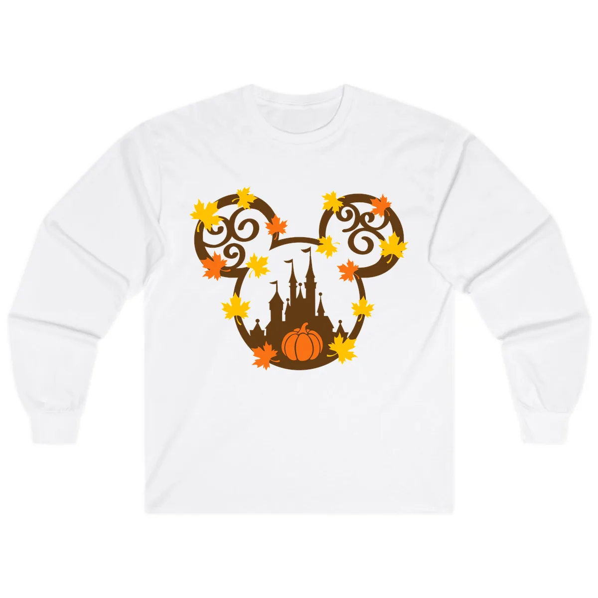 Mickey Autumn Castle Thanksgiving Long Sleeve in White