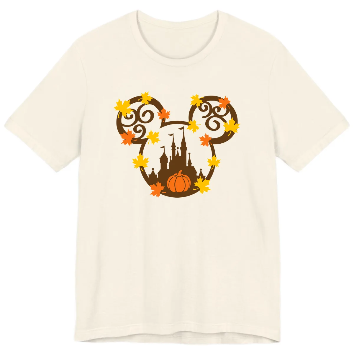Mickey Autumn Castle Thanksgiving Premium T-Shirt in Natural