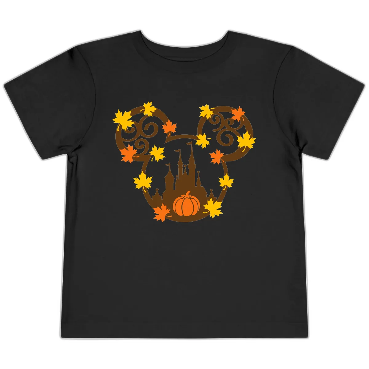 Mickey Autumn Castle Thanksgiving Toddler T-Shirt in Black
