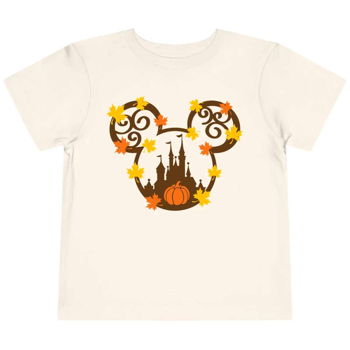 Mickey Autumn Castle Thanksgiving Toddler T-Shirt in Natural