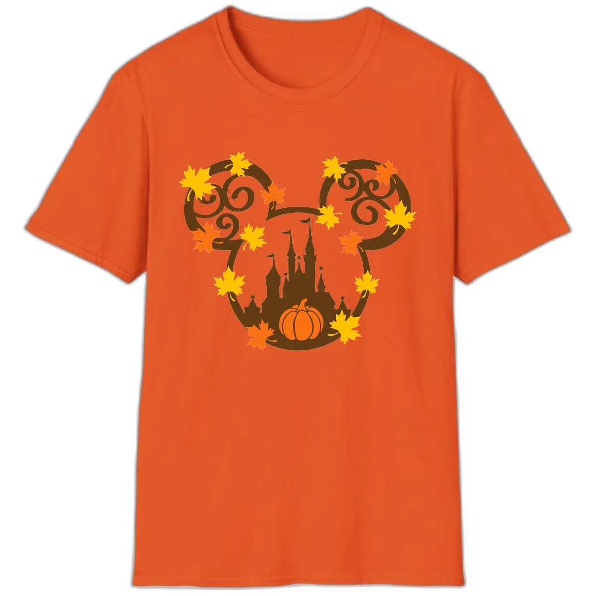 Mickey Autumn Castle Thanksgiving T-Shirt in Orange