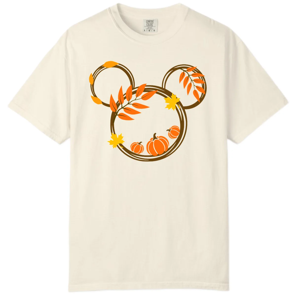 Mickey Autumn Leaves And Pumpkins Comfort Color in Ivory