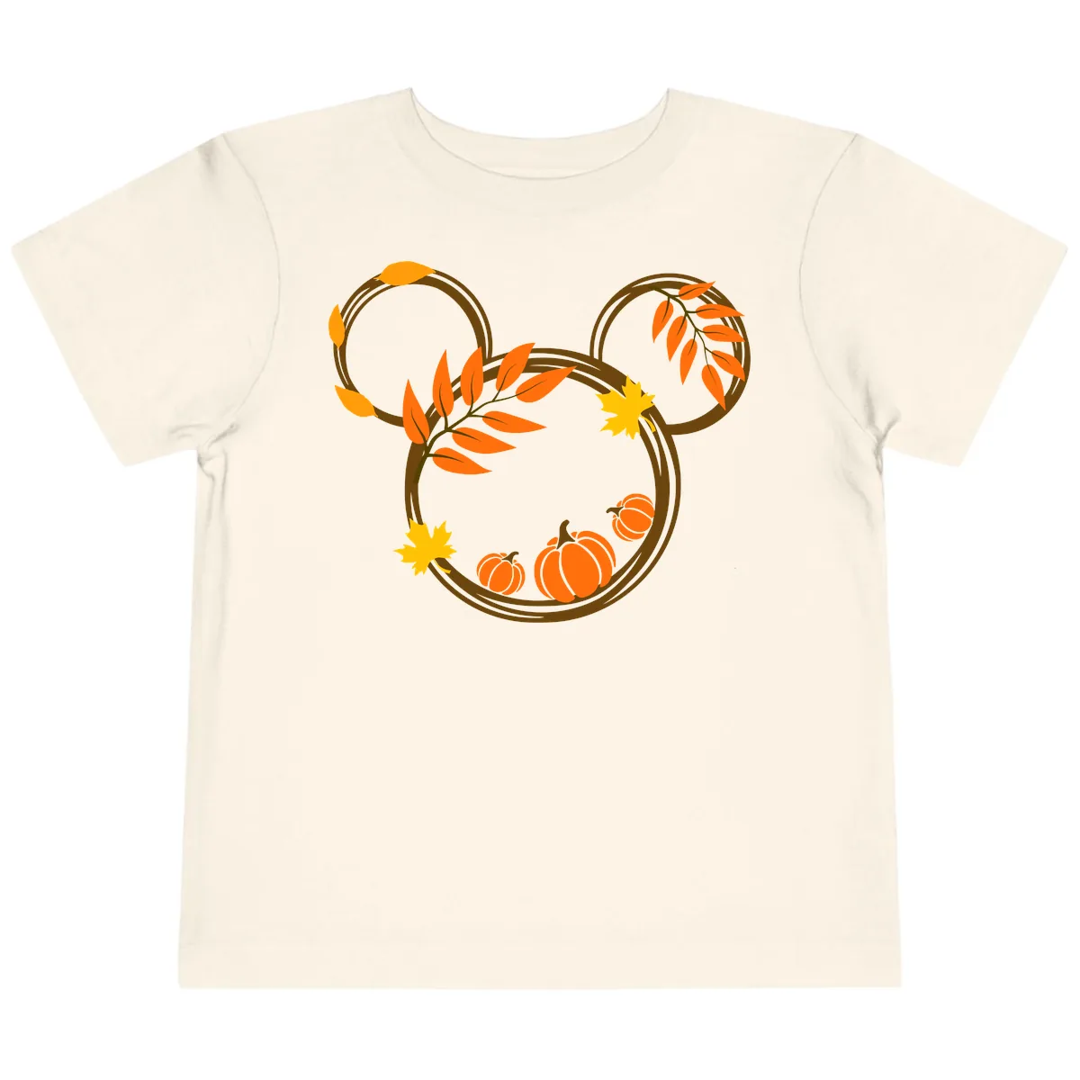 Mickey Autumn Leaves And Pumpkins Toddler T-Shirt in Natural