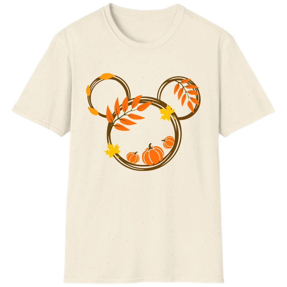 Mickey Autumn Leaves And Pumpkins T-Shirt in Natural