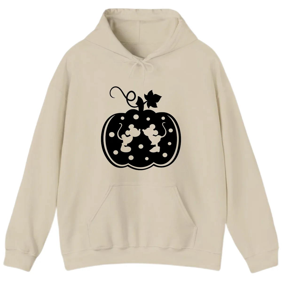 Mickey And Minnie Pumpkin Patch Hoodie in Sand