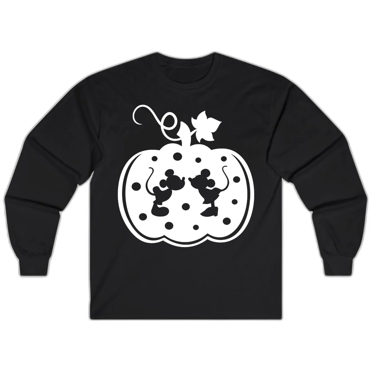 Mickey And Minnie Pumpkin Patch Long Sleeve in Black