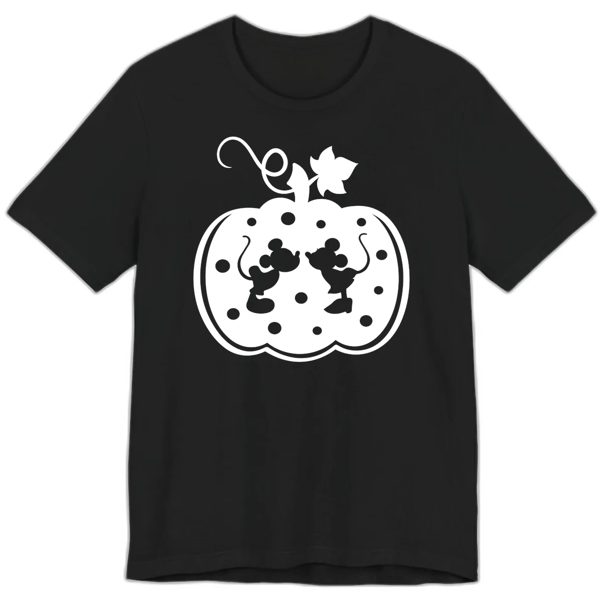Mickey And Minnie Pumpkin Patch Premium T-Shirt in Black