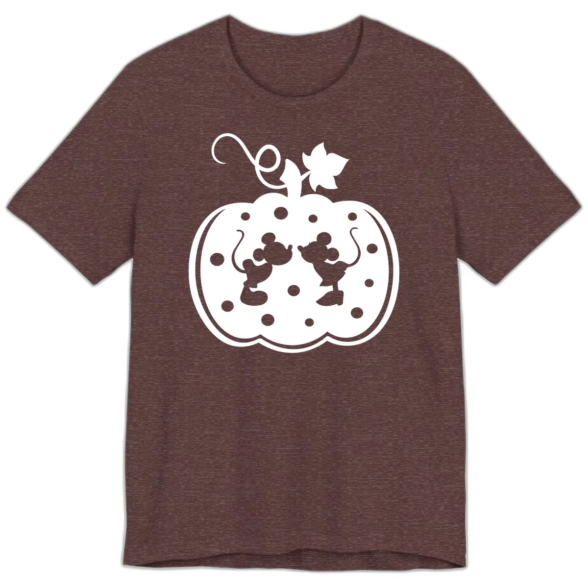 Mickey And Minnie Pumpkin Patch Premium T-Shirt in Heather Maroon