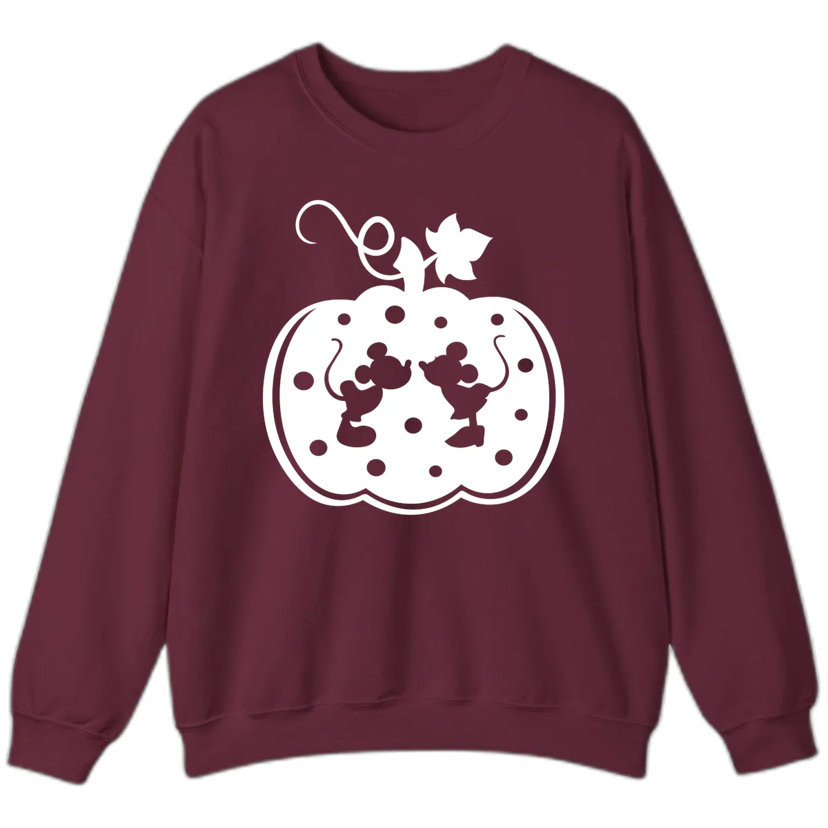 Mickey And Minnie Pumpkin Patch Sweatshirt in Maroon