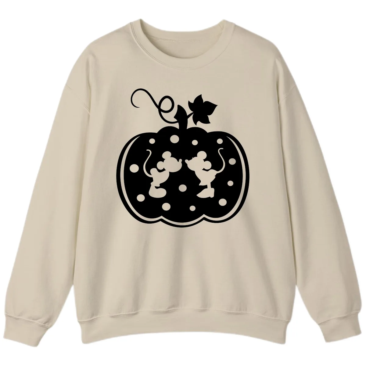 Mickey And Minnie Pumpkin Patch Sweatshirt in Sand