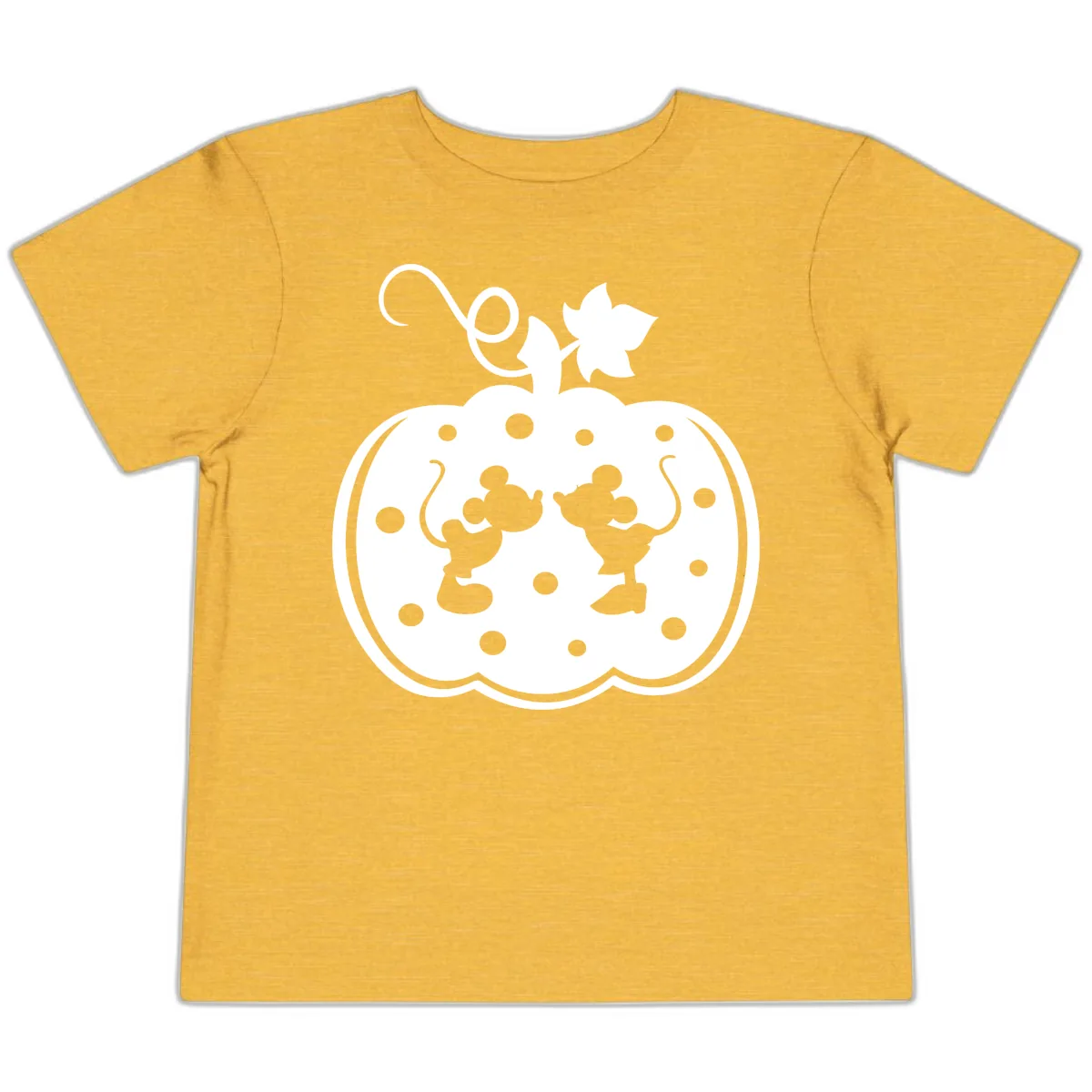 Mickey And Minnie Pumpkin Patch Toddler T-Shirt in Heather Yellow Gold