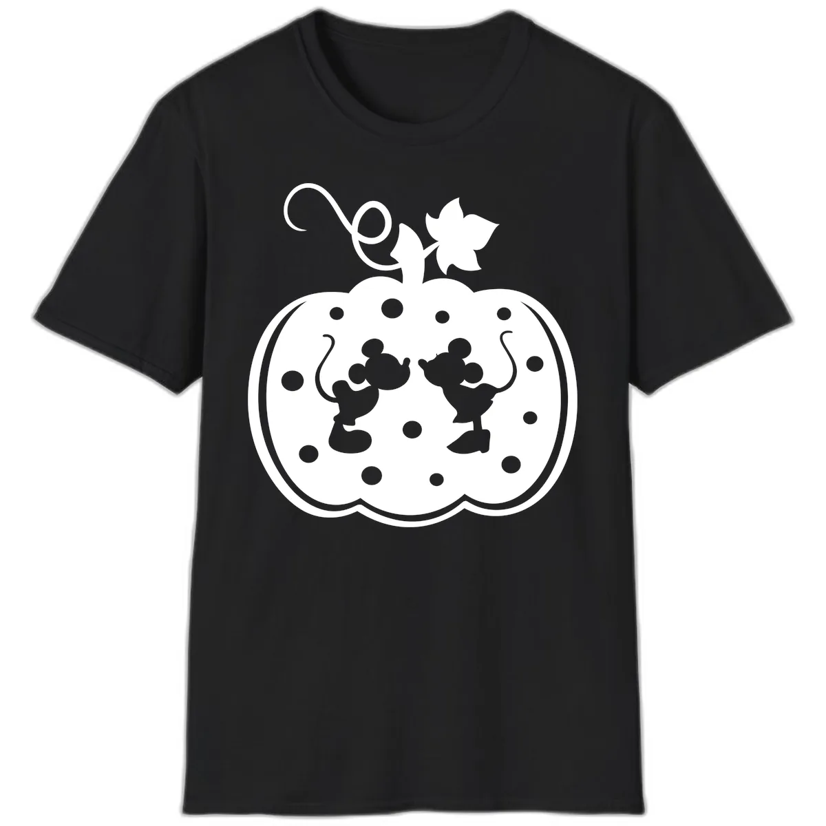 Mickey And Minnie Pumpkin Patch T-Shirt in Black