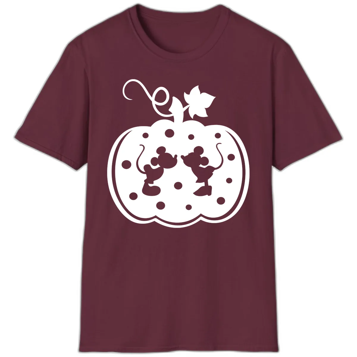 Mickey And Minnie Pumpkin Patch T-Shirt in Maroon