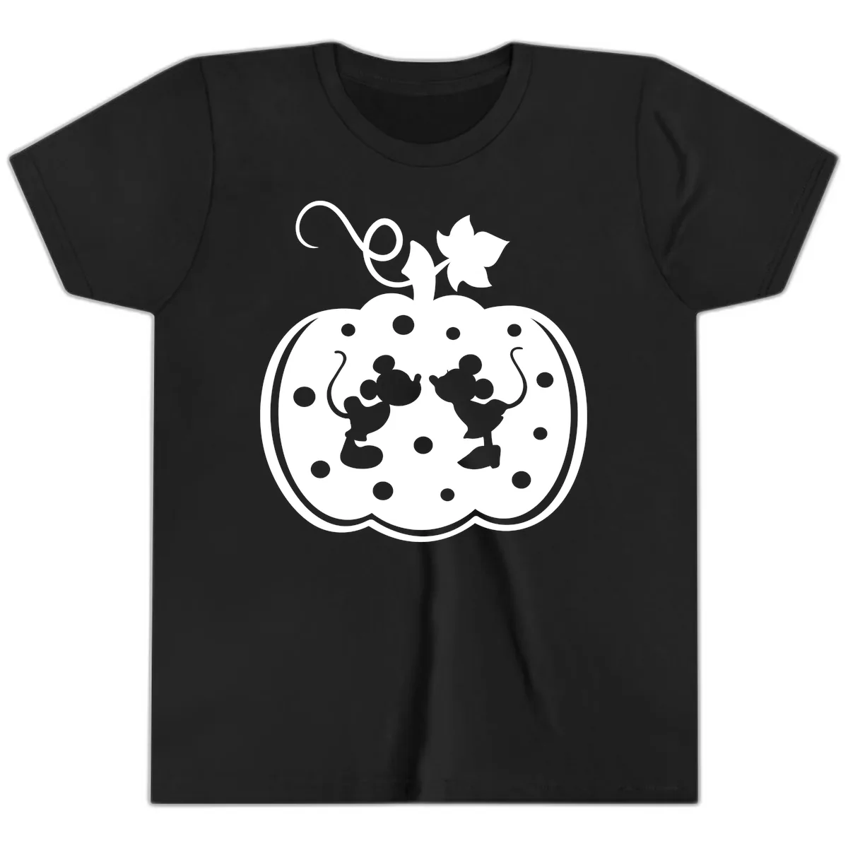 Mickey And Minnie Pumpkin Patch Youth T-Shirt in Black
