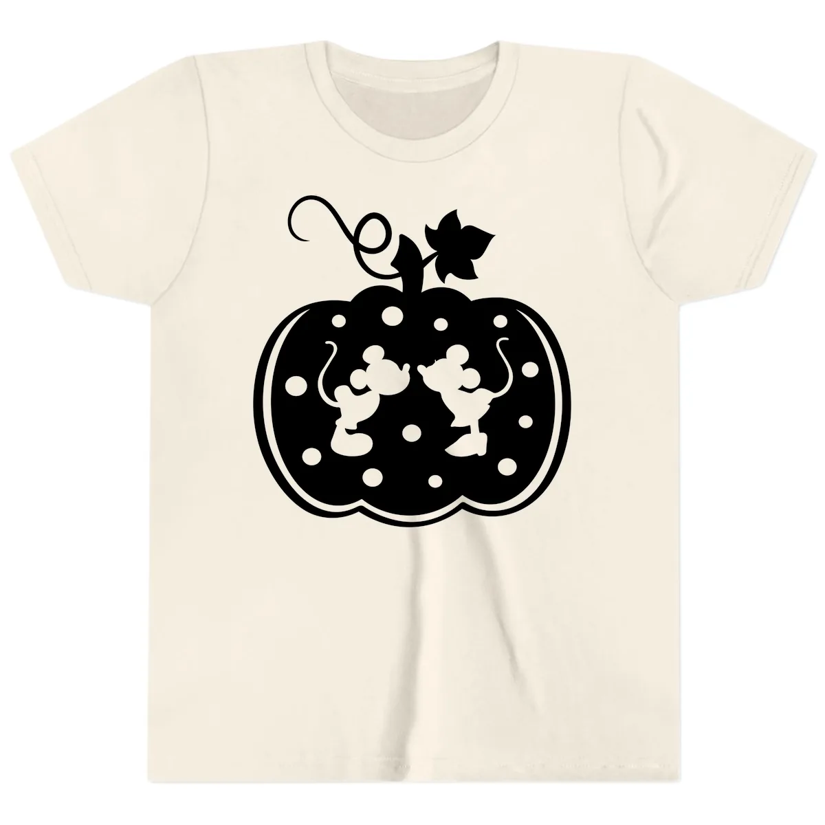 Mickey And Minnie Pumpkin Patch Youth T-Shirt in Natural