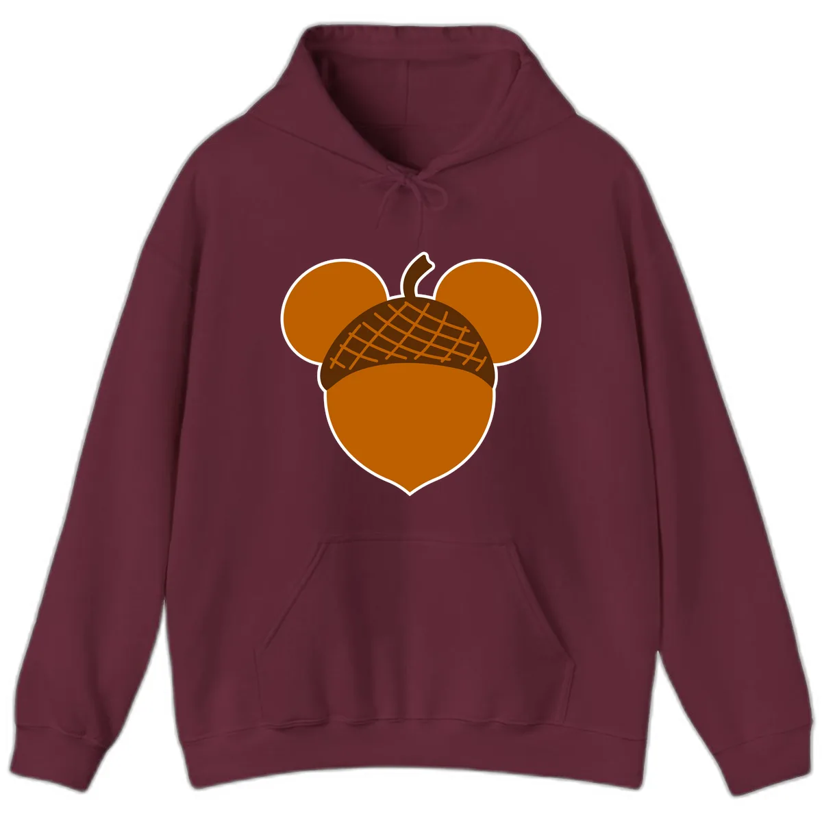 Acorn Mickey Mouse Ears Design Hoodie in Maroon