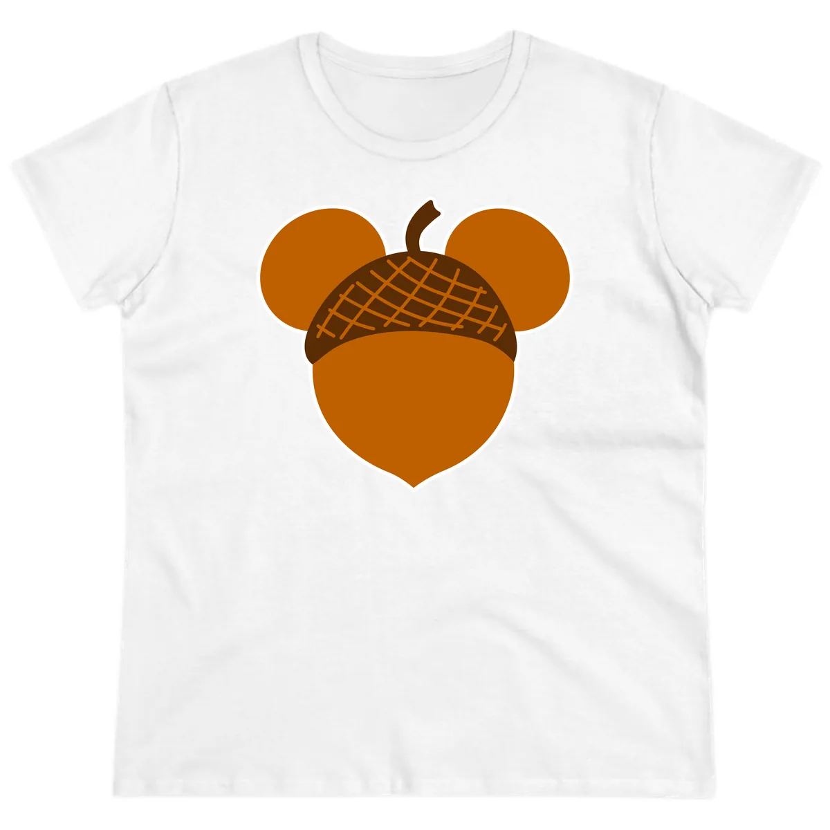 Acorn Mickey Mouse Ears Design Ladies Tee in White