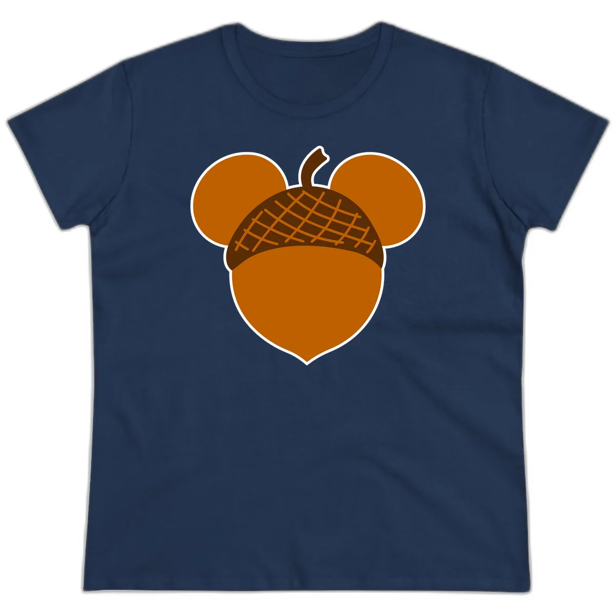 Acorn Mickey Mouse Ears Design Ladies Tee in Navy