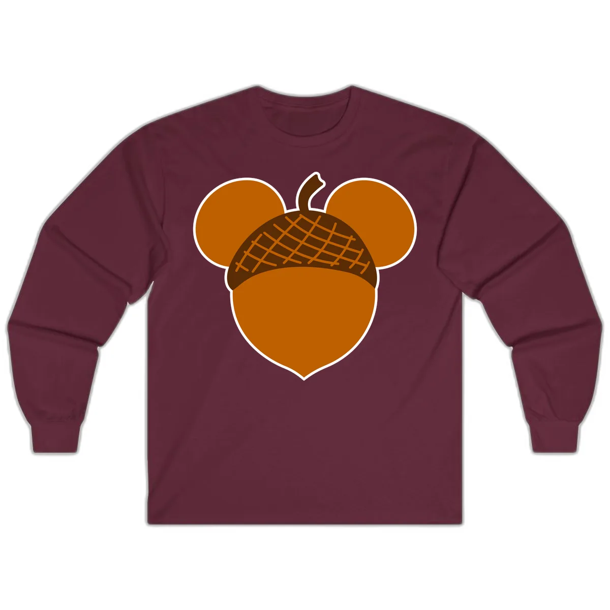 Acorn Mickey Mouse Ears Design Long Sleeve in Maroon