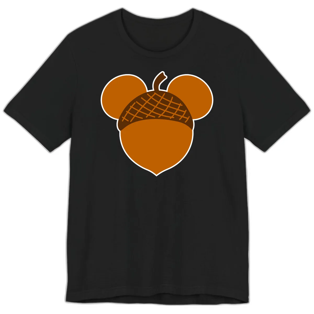 Acorn Mickey Mouse Ears Design Premium T-Shirt in Black
