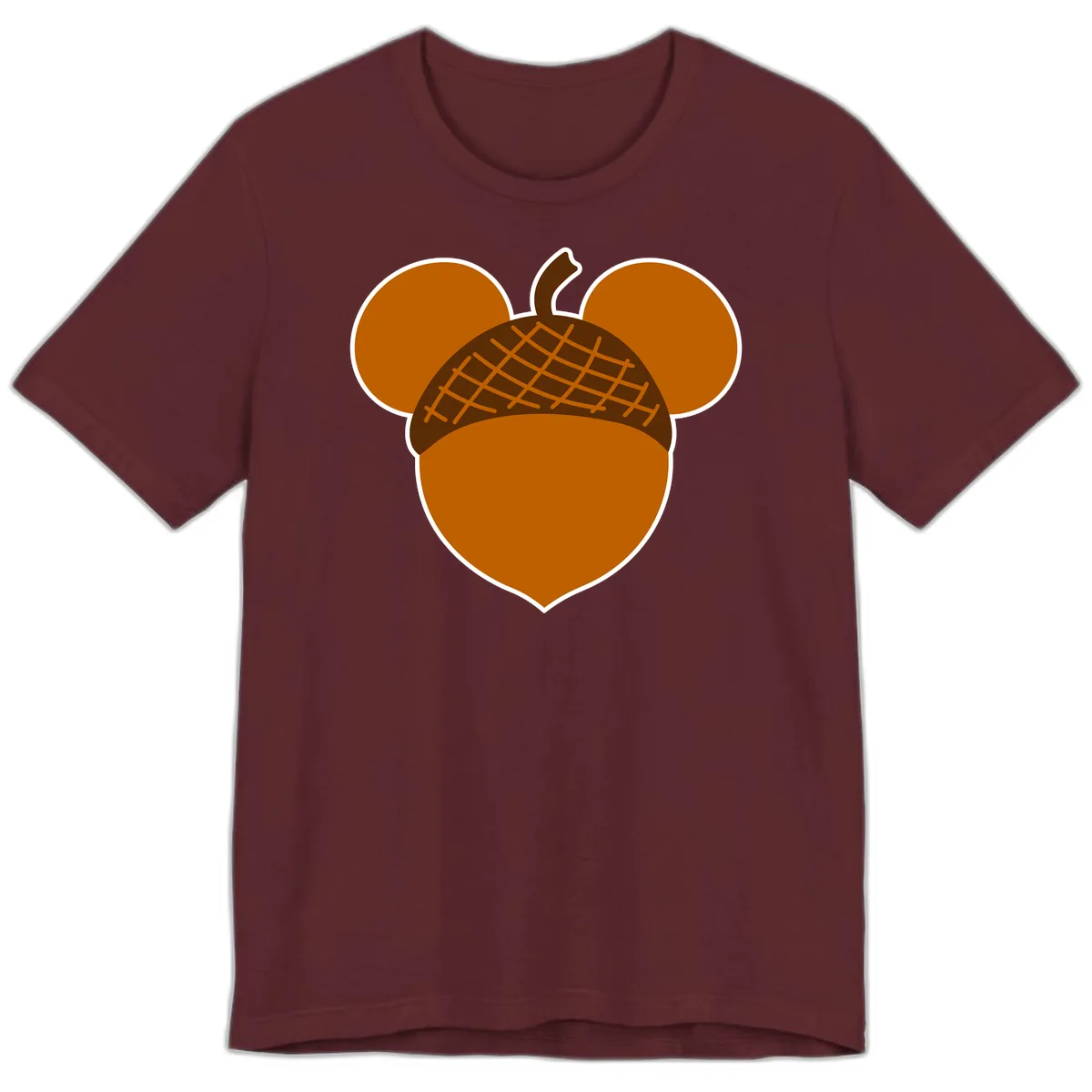 Acorn Mickey Mouse Ears Design Premium T-Shirt in Maroon
