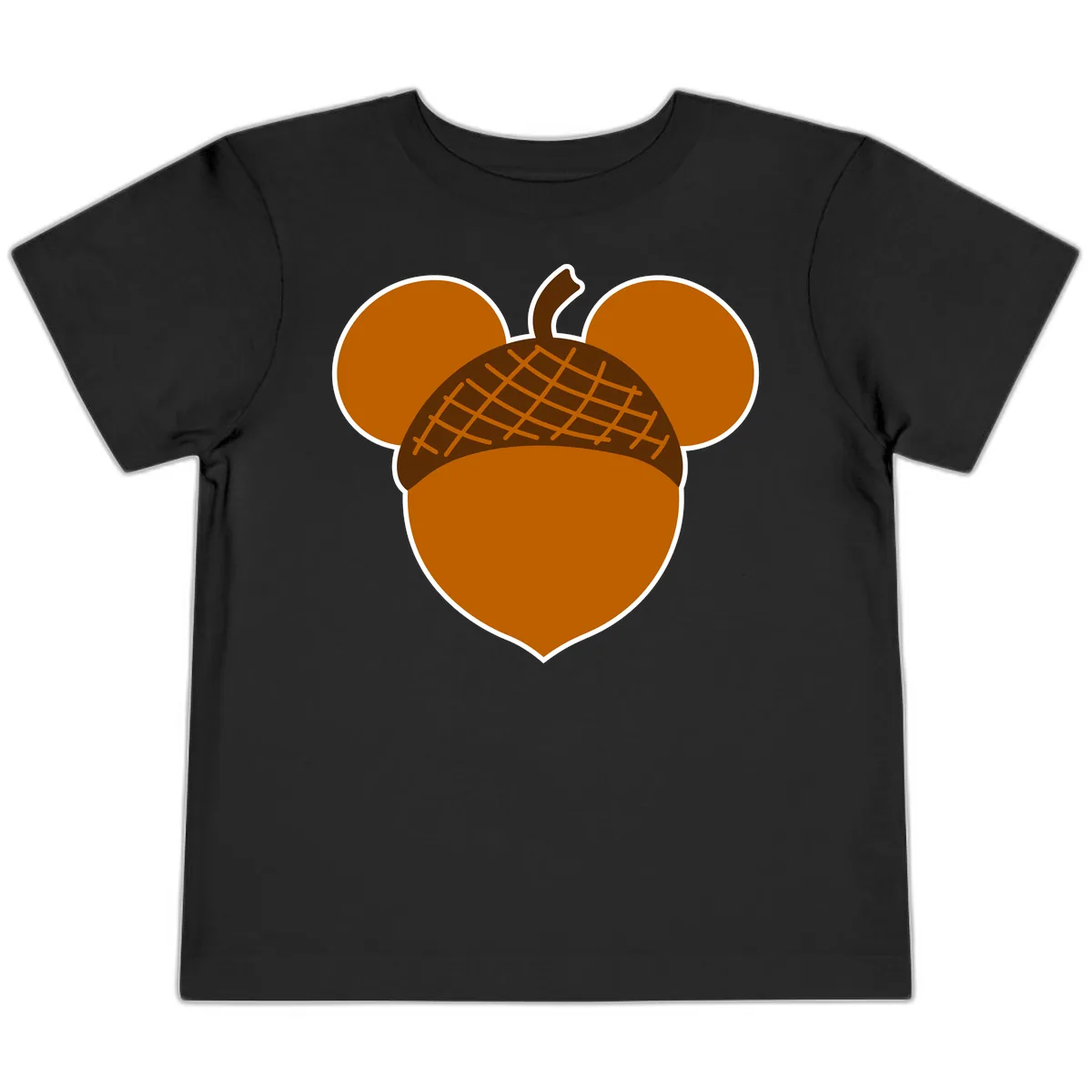 Acorn Mickey Mouse Ears Design Toddler T-Shirt in Black
