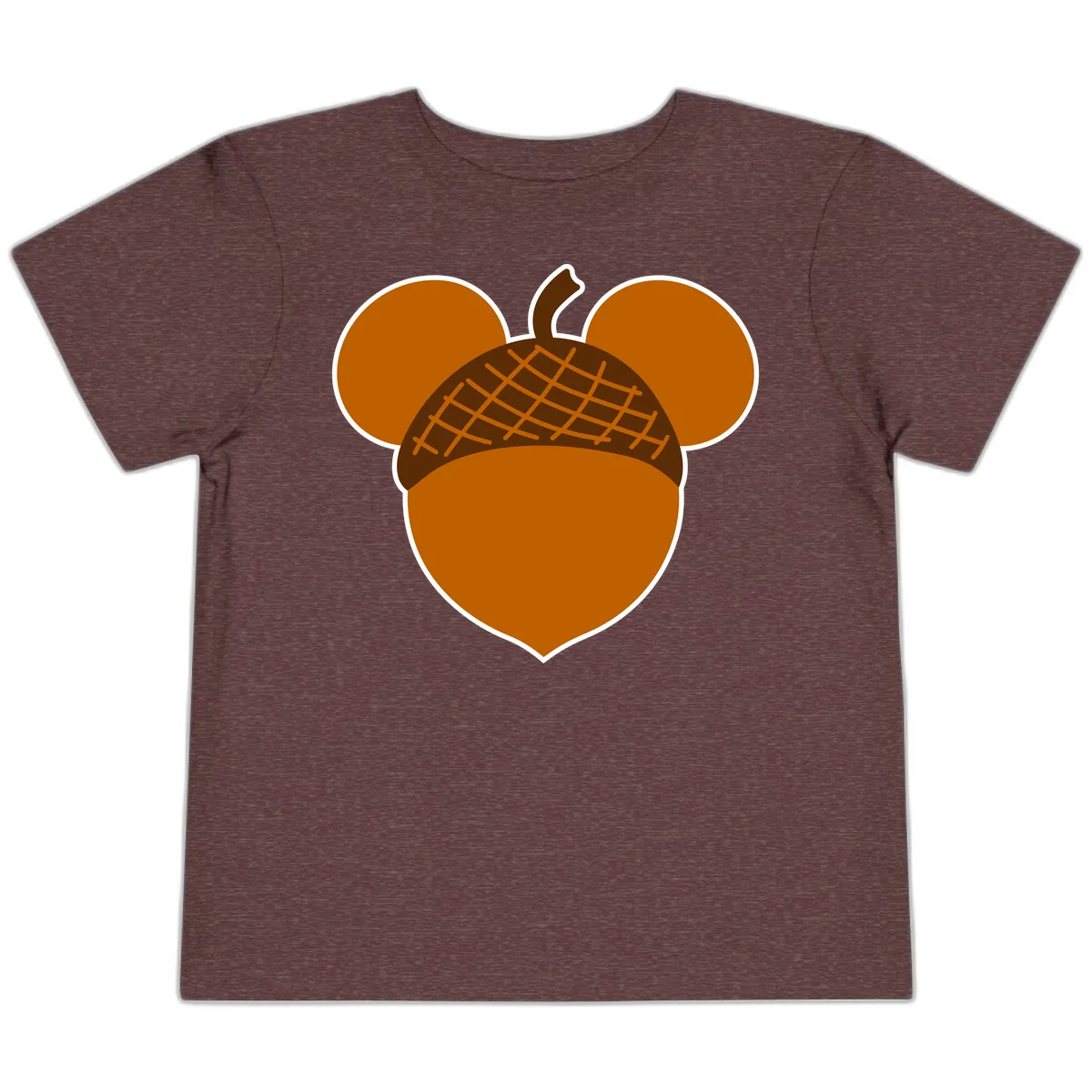 Acorn Mickey Mouse Ears Design Toddler T-Shirt in Heather Maroon