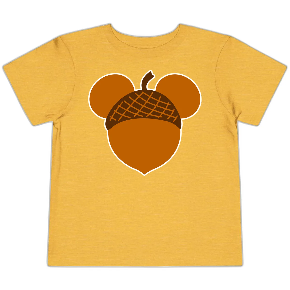 Acorn Mickey Mouse Ears Design Toddler T-Shirt in Heather Yellow Gold