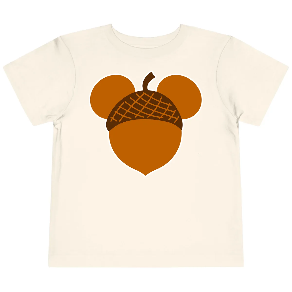 Acorn Mickey Mouse Ears Design Toddler T-Shirt in Natural
