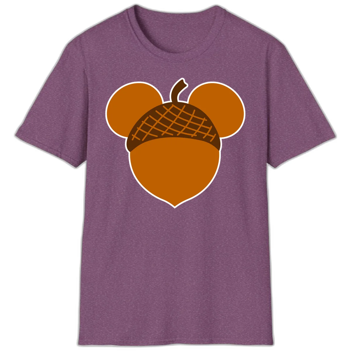 Acorn Mickey Mouse Ears Design T-Shirt in Heather Maroon