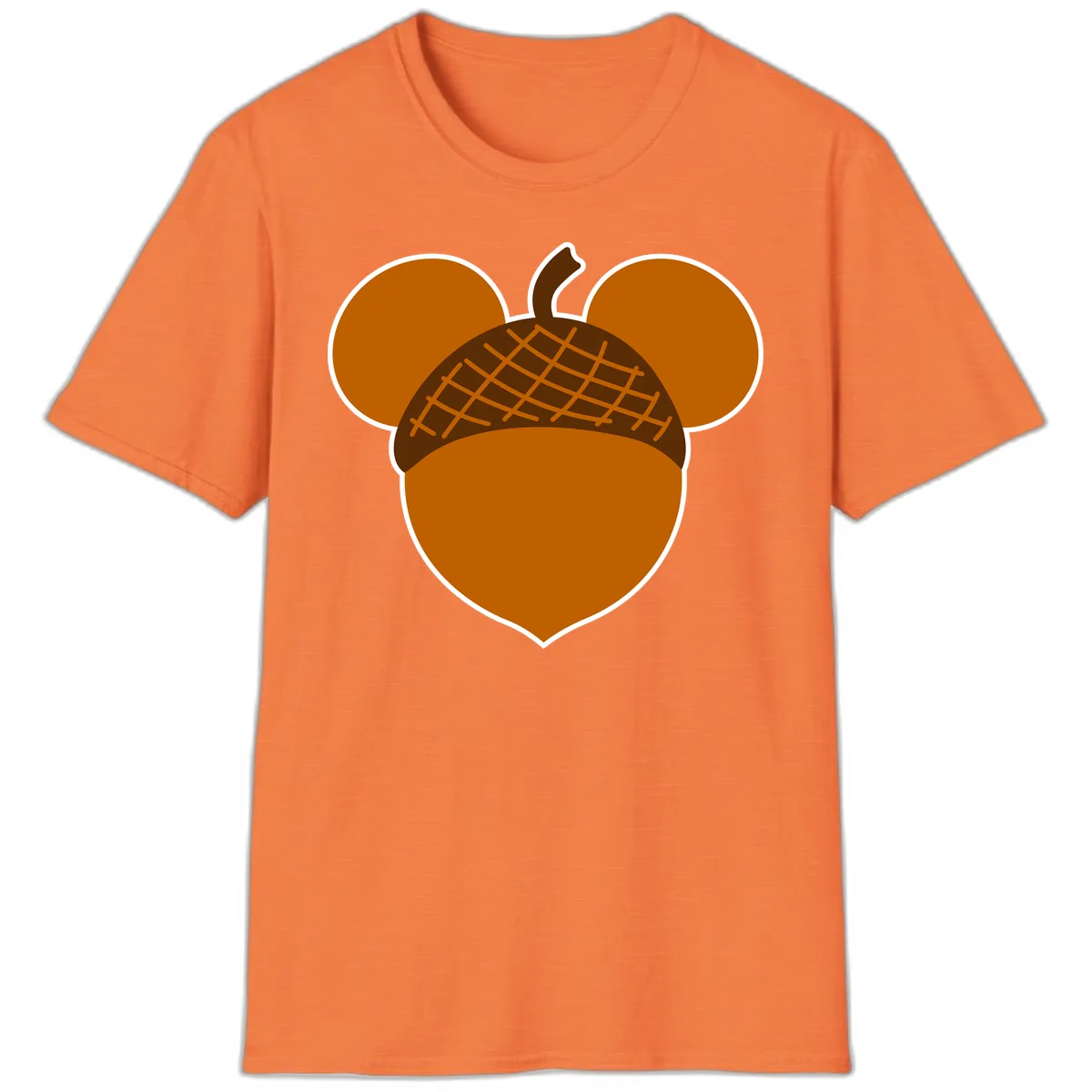 Acorn Mickey Mouse Ears Design T-Shirt in Heather Orange