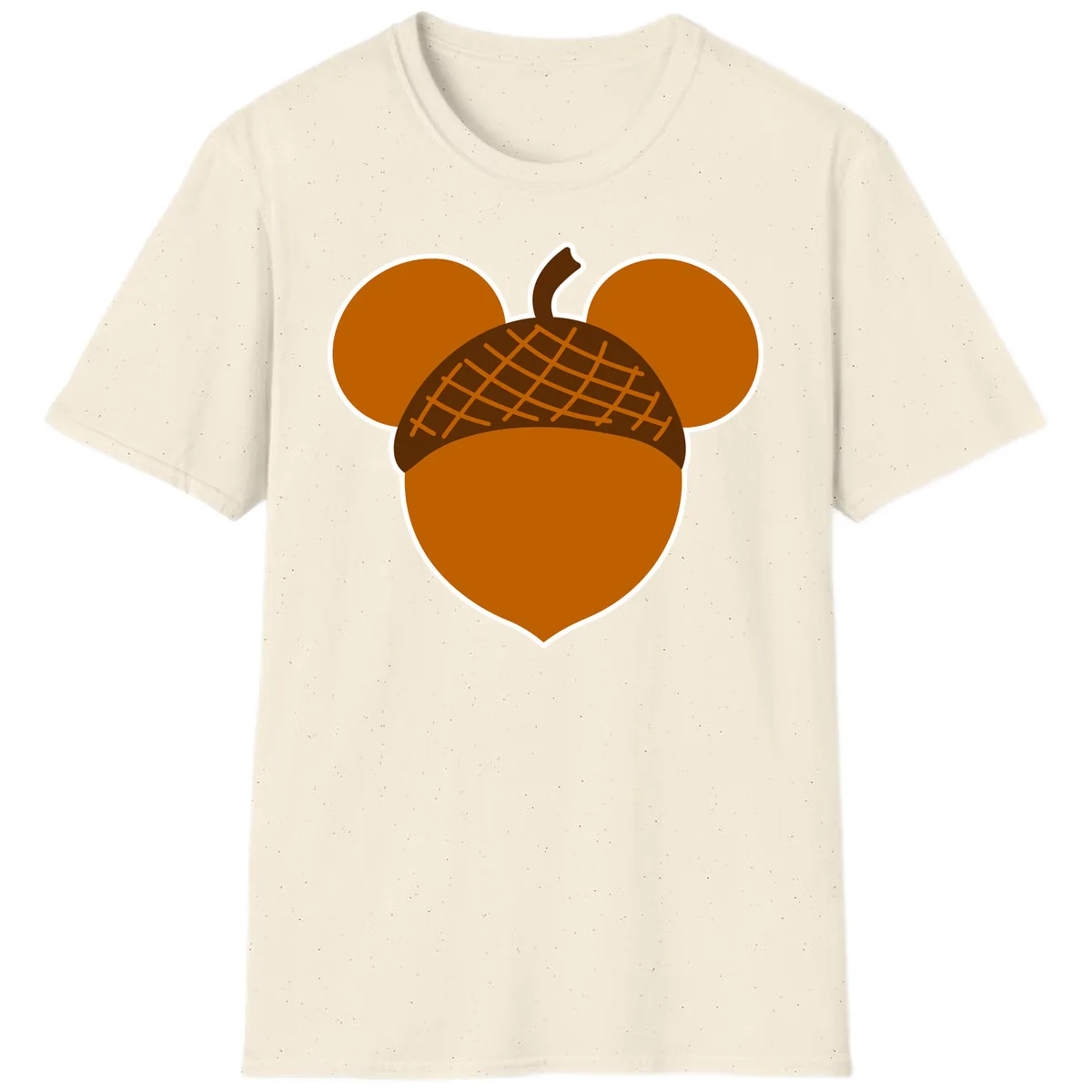 Acorn Mickey Mouse Ears Design T-Shirt in Natural