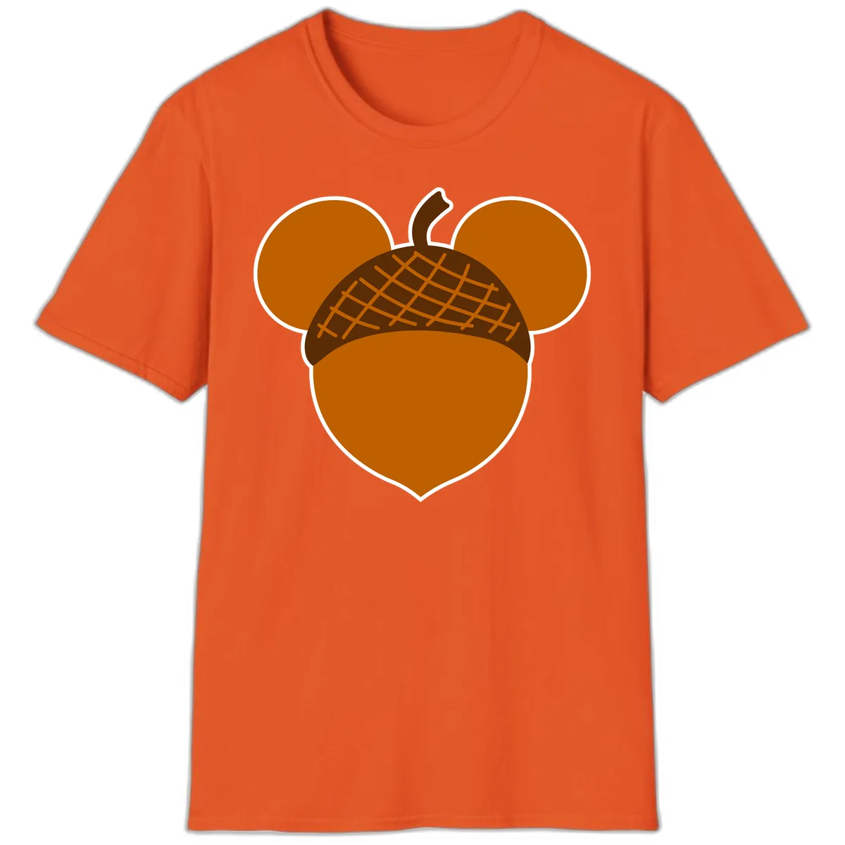 Acorn Mickey Mouse Ears Design T-Shirt in Orange