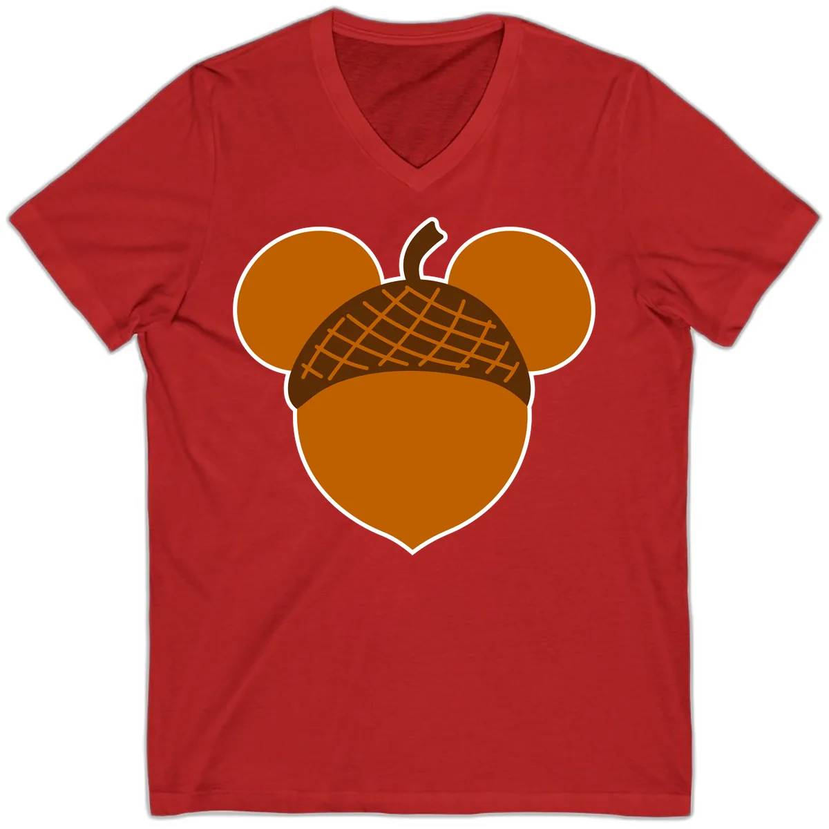 Acorn Mickey Mouse Ears Design V-Neck in Red