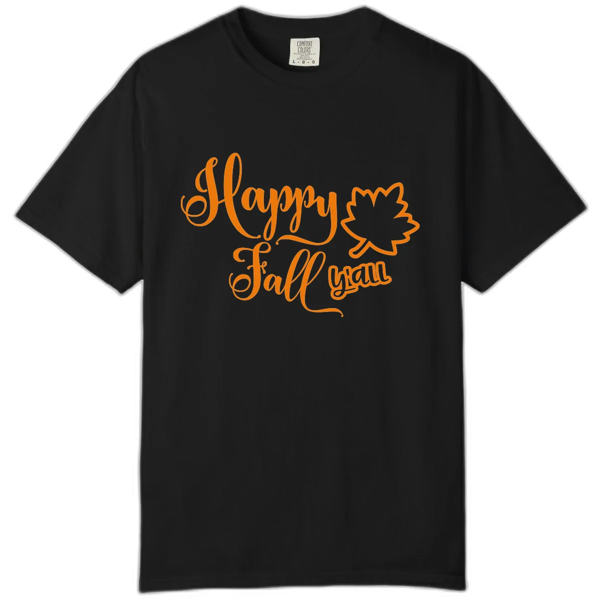 Happy Fall Y'all Autumn Leaf Comfort Color in Black