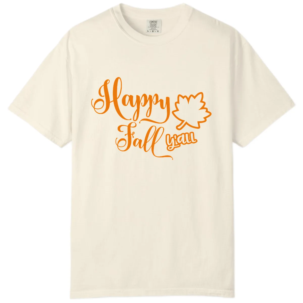 Happy Fall Y'all Autumn Leaf Comfort Color in Ivory