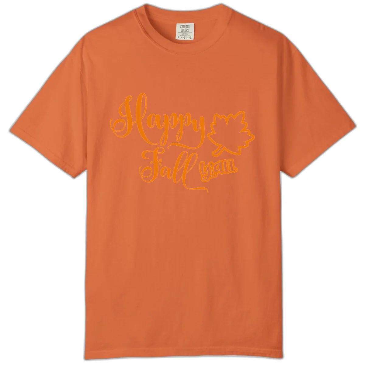 Happy Fall Y'all Autumn Leaf Comfort Color in Burnt Orange