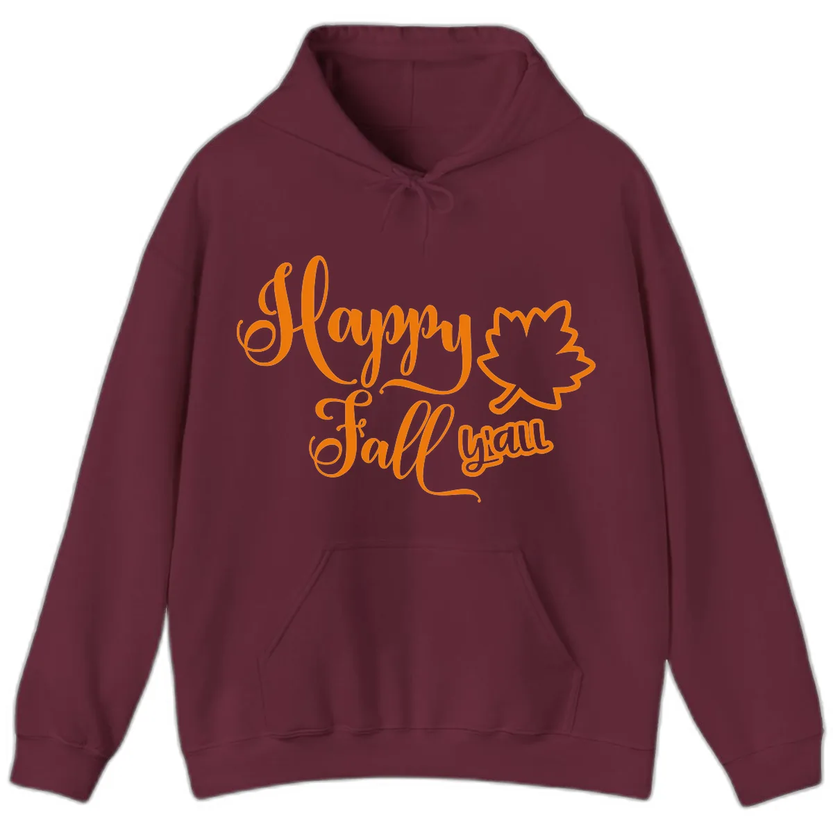 Happy Fall Y'all Autumn Leaf Hoodie in Maroon