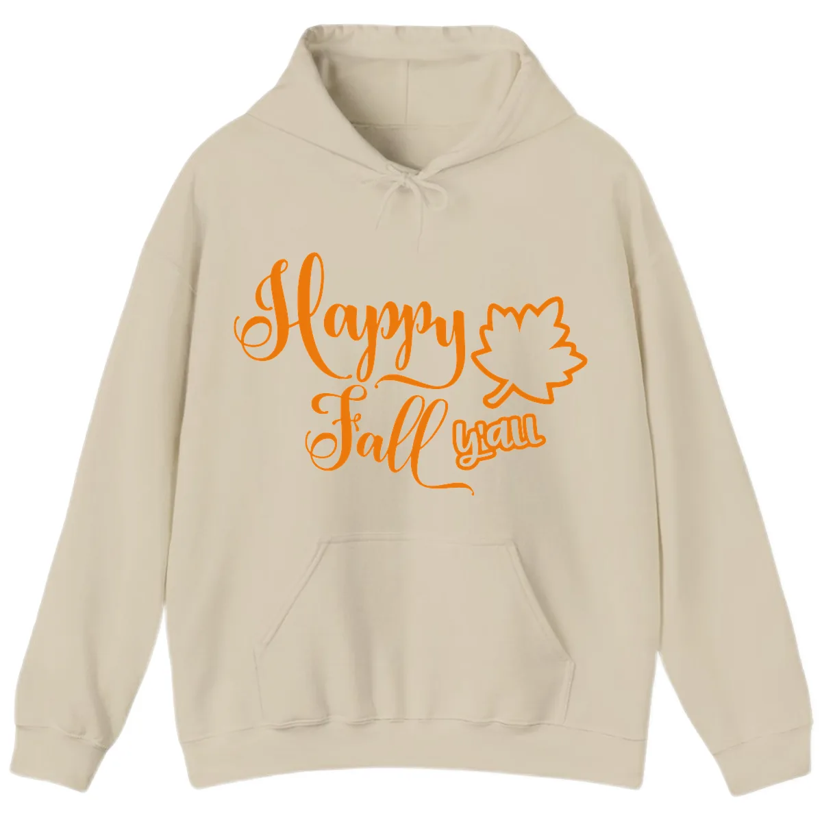 Happy Fall Y'all Autumn Leaf Hoodie in Sand