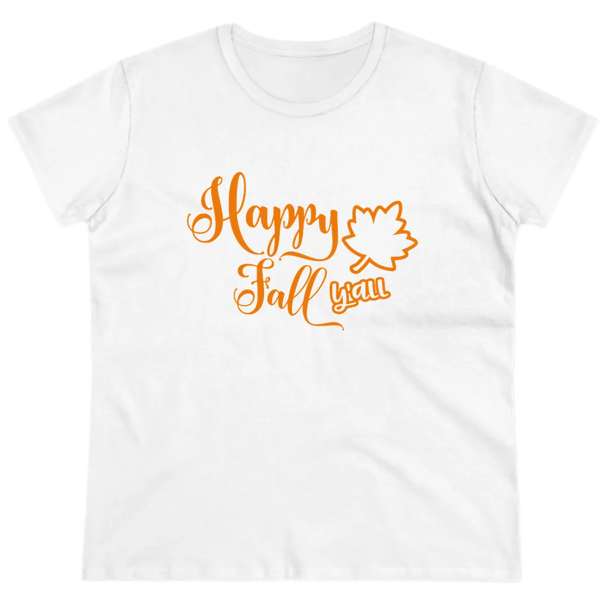 Happy Fall Y'all Autumn Leaf Ladies Tee in White