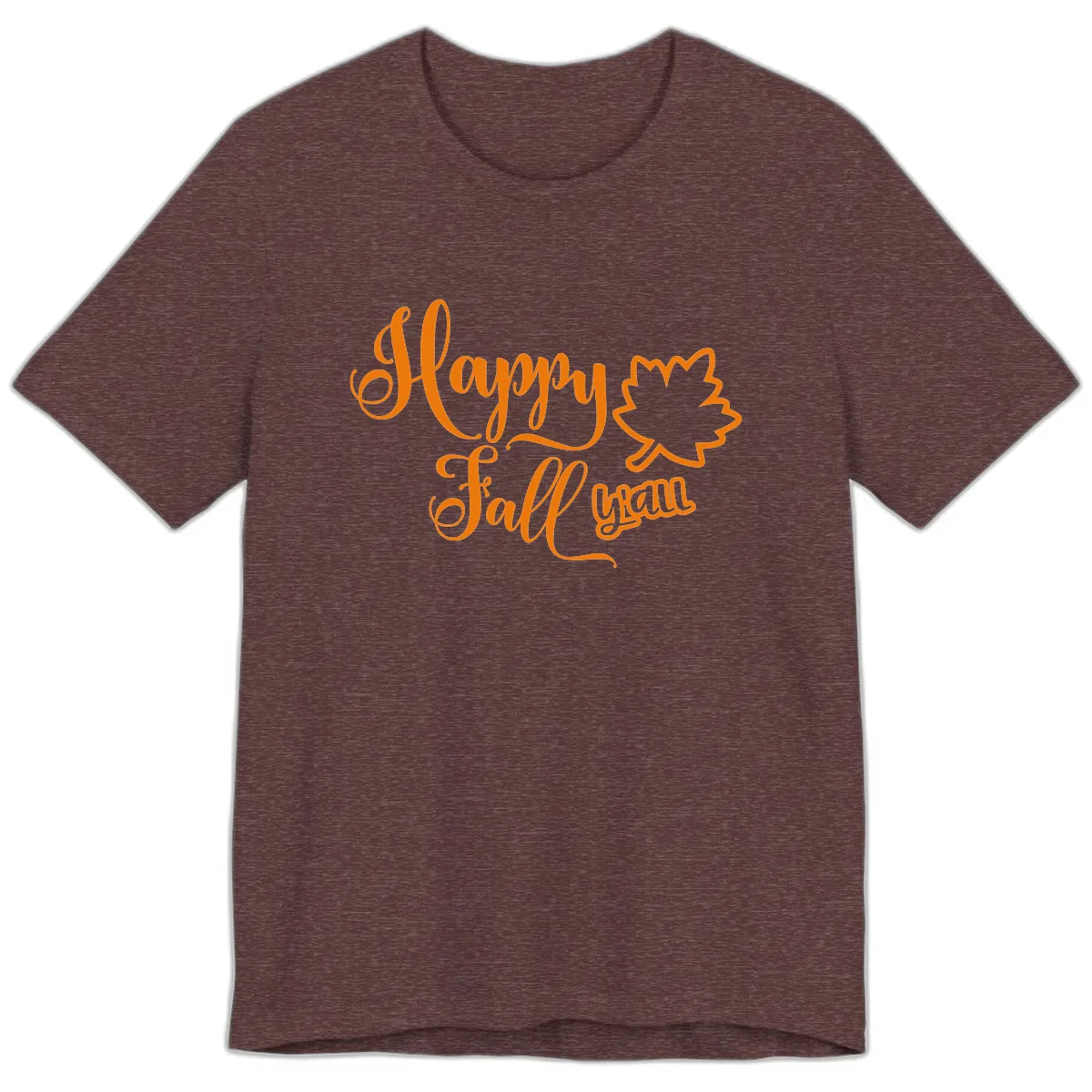 Happy Fall Y'all Autumn Leaf Premium T-Shirt in Heather Maroon