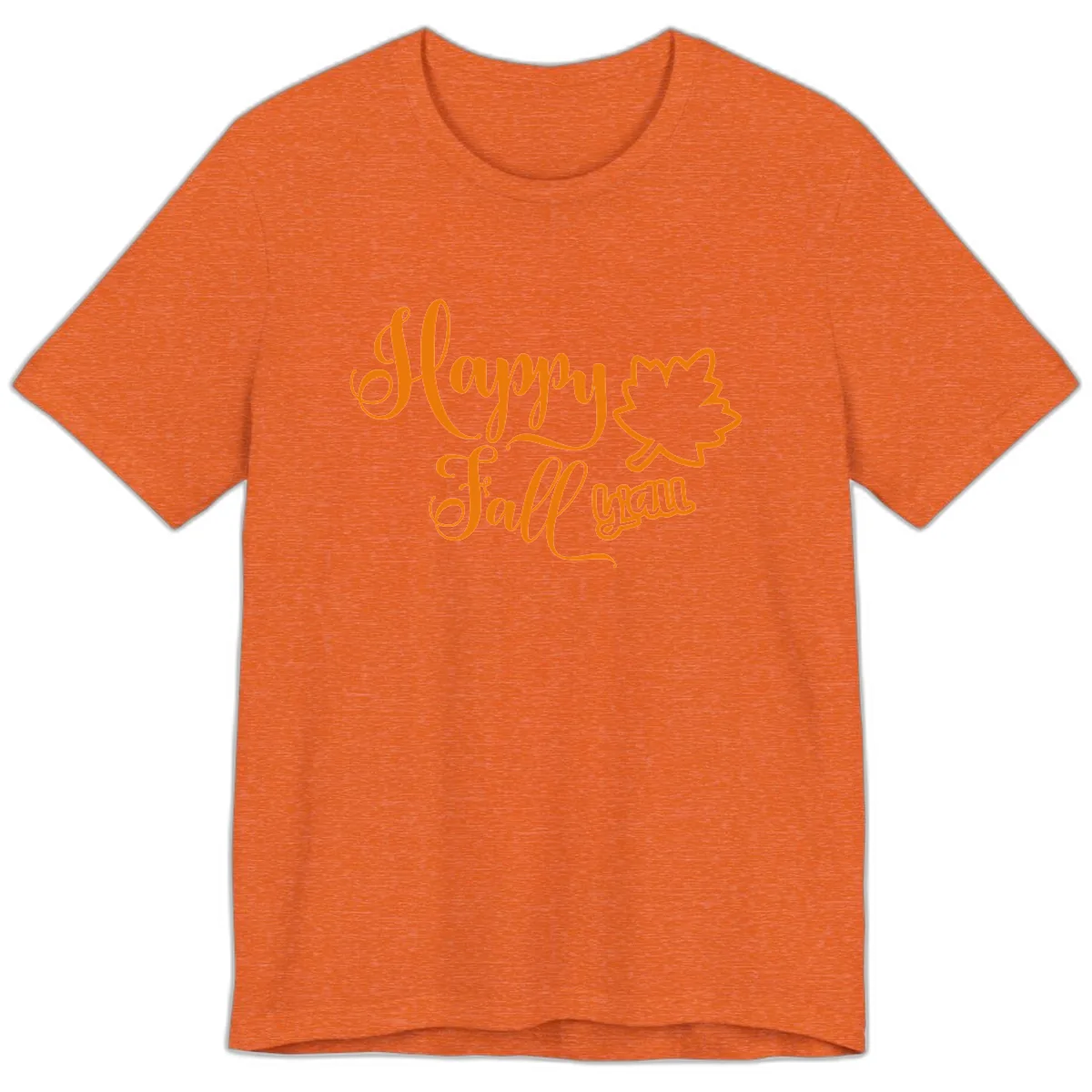 Happy Fall Y'all Autumn Leaf Premium T-Shirt in Heather Orange