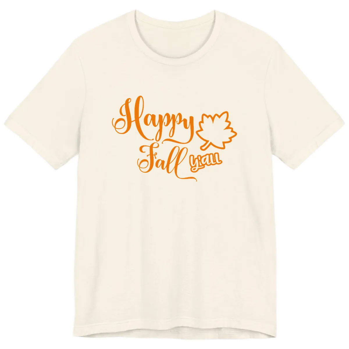 Happy Fall Y'all Autumn Leaf Premium T-Shirt in Natural