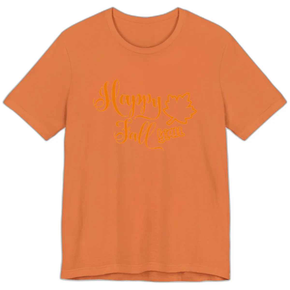 Happy Fall Y'all Autumn Leaf Premium T-Shirt in Burnt Orange