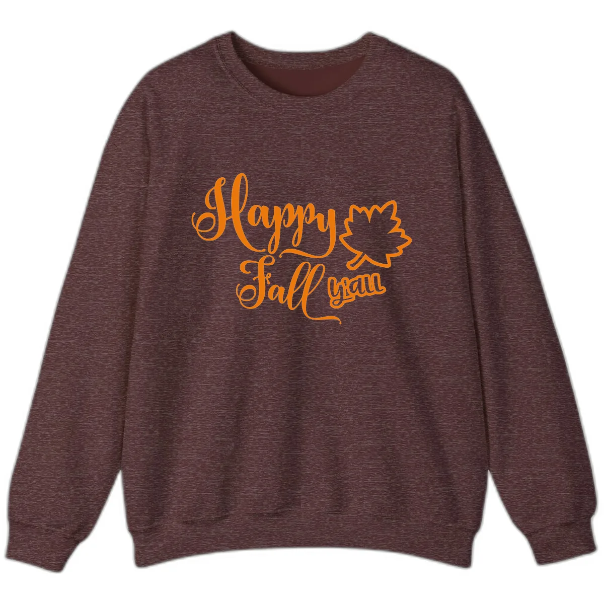 Happy Fall Y'all Autumn Leaf Sweatshirt in Heather Sport Dark Maroon