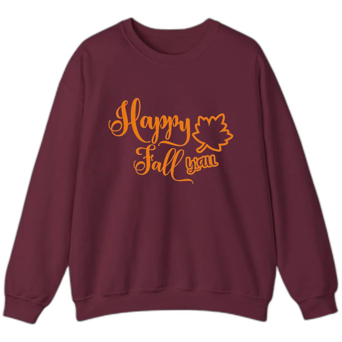 Happy Fall Y'all Autumn Leaf Sweatshirt in Maroon