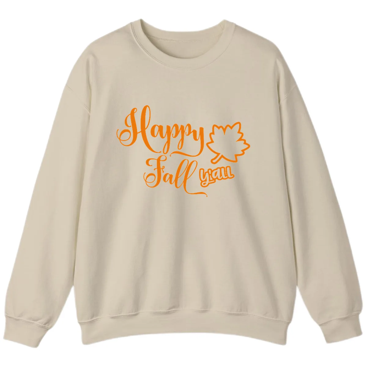 Happy Fall Y'all Autumn Leaf Sweatshirt in Sand