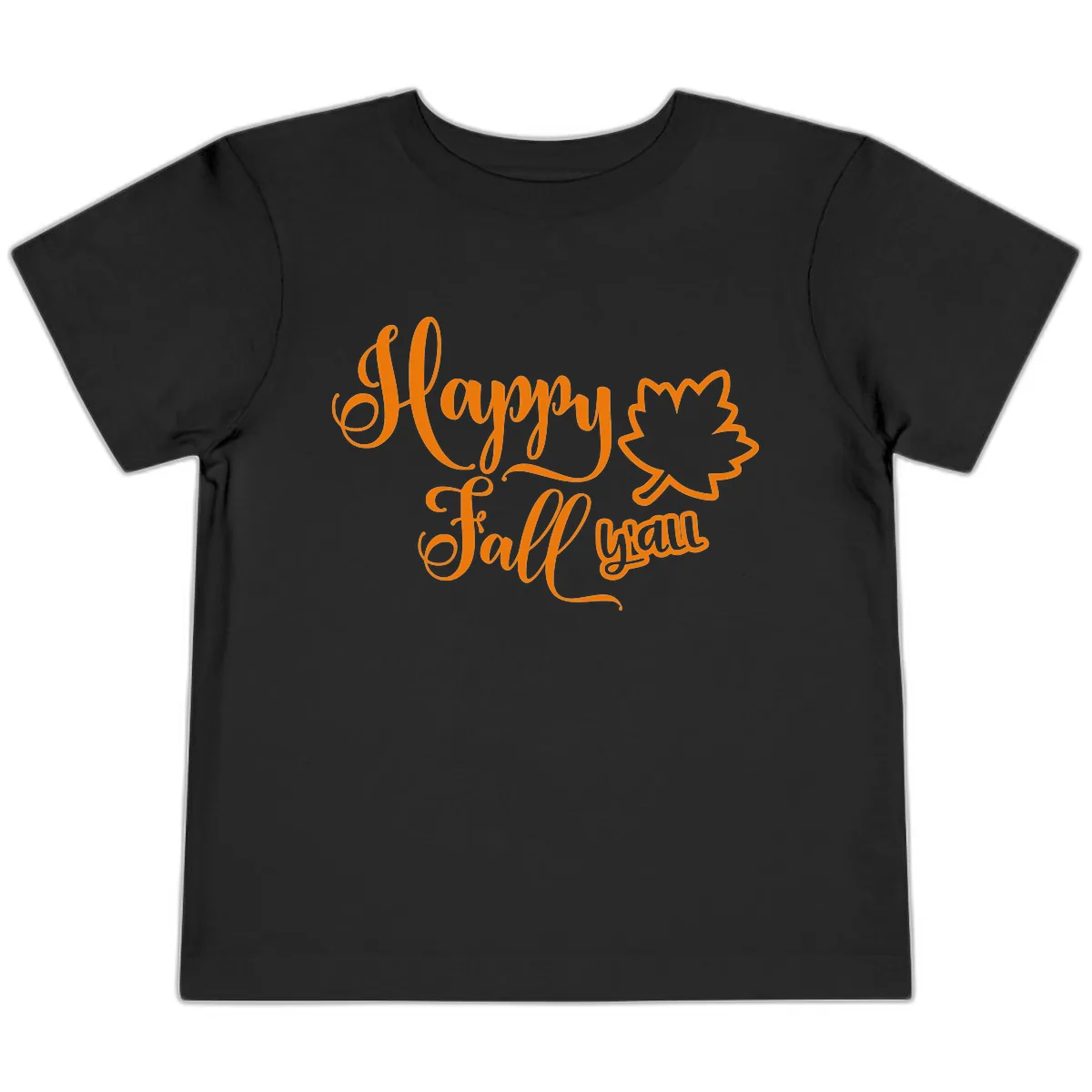Happy Fall Y'all Autumn Leaf Toddler T-Shirt in Black
