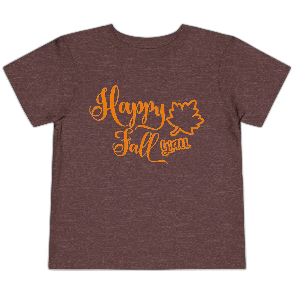 Happy Fall Y'all Autumn Leaf Toddler T-Shirt in Heather Maroon